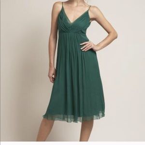 Anthropologie 100% Silk Emerald Green flowy dress